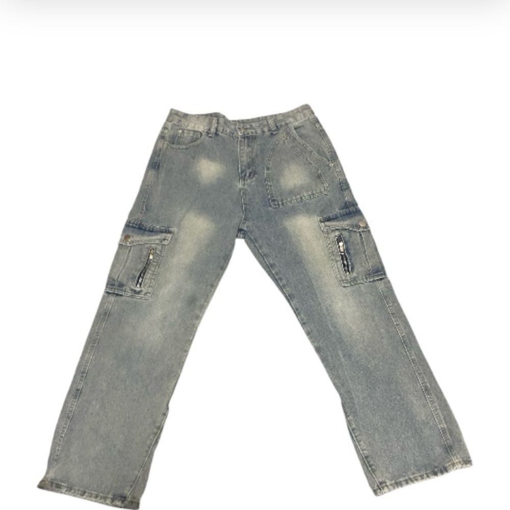 Stylish Light Blue Cargo Jeans